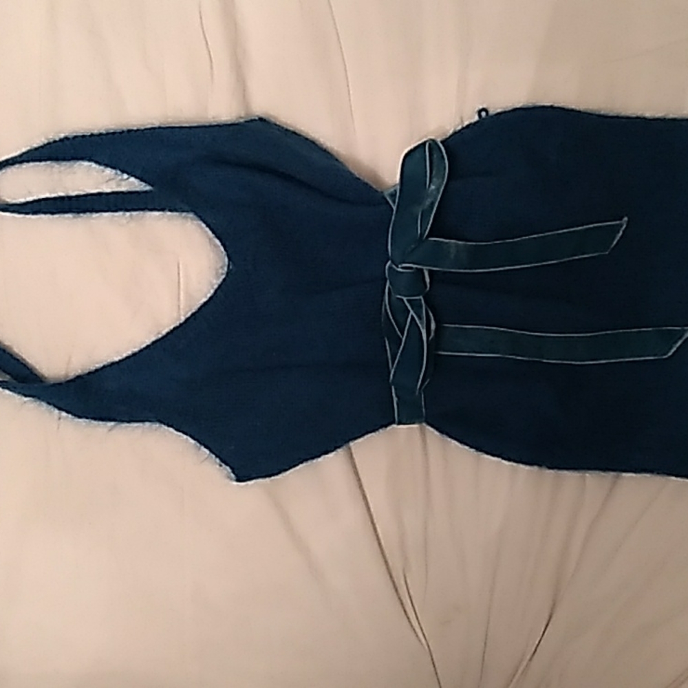 Teal Banana Republic Mohair Tank with Velvet Bow